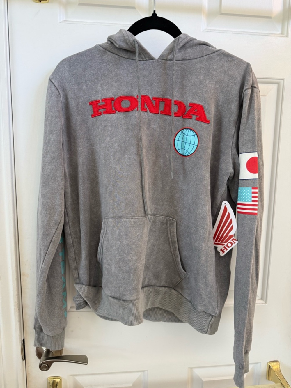 Honda Gray Hoodie with Arm and Chest Logos